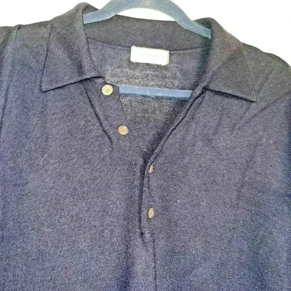 Punta Ala Sz L Merino Wool Pullover Sweater Collared Preppy Dark Academia - Picture 8 of 11